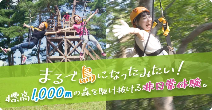 まるで鳥になったみたい！標高1,000mの森を駆け抜ける非日常体験。